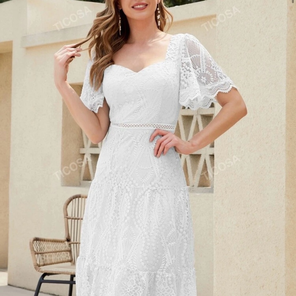 Chic White Lace Bridal Gown